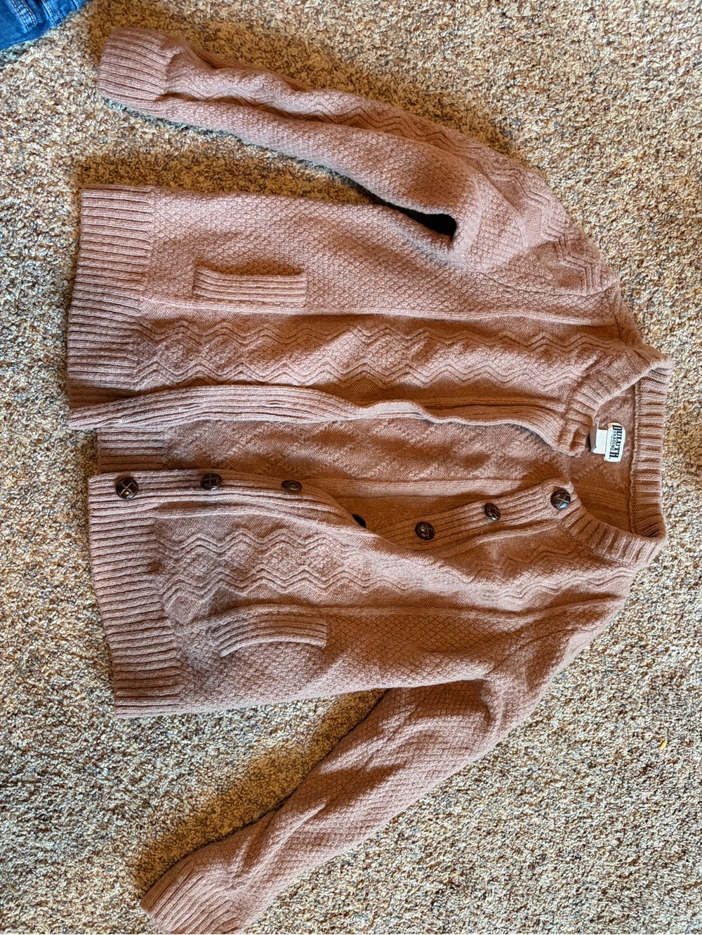 Duluth Trading Co Cable Knit Cardigan Sweater Brown M Fits Small